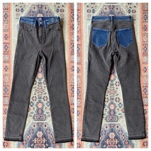 Hollister patchwork skinny jean grey black blue denim ultra high rise 25 x 29